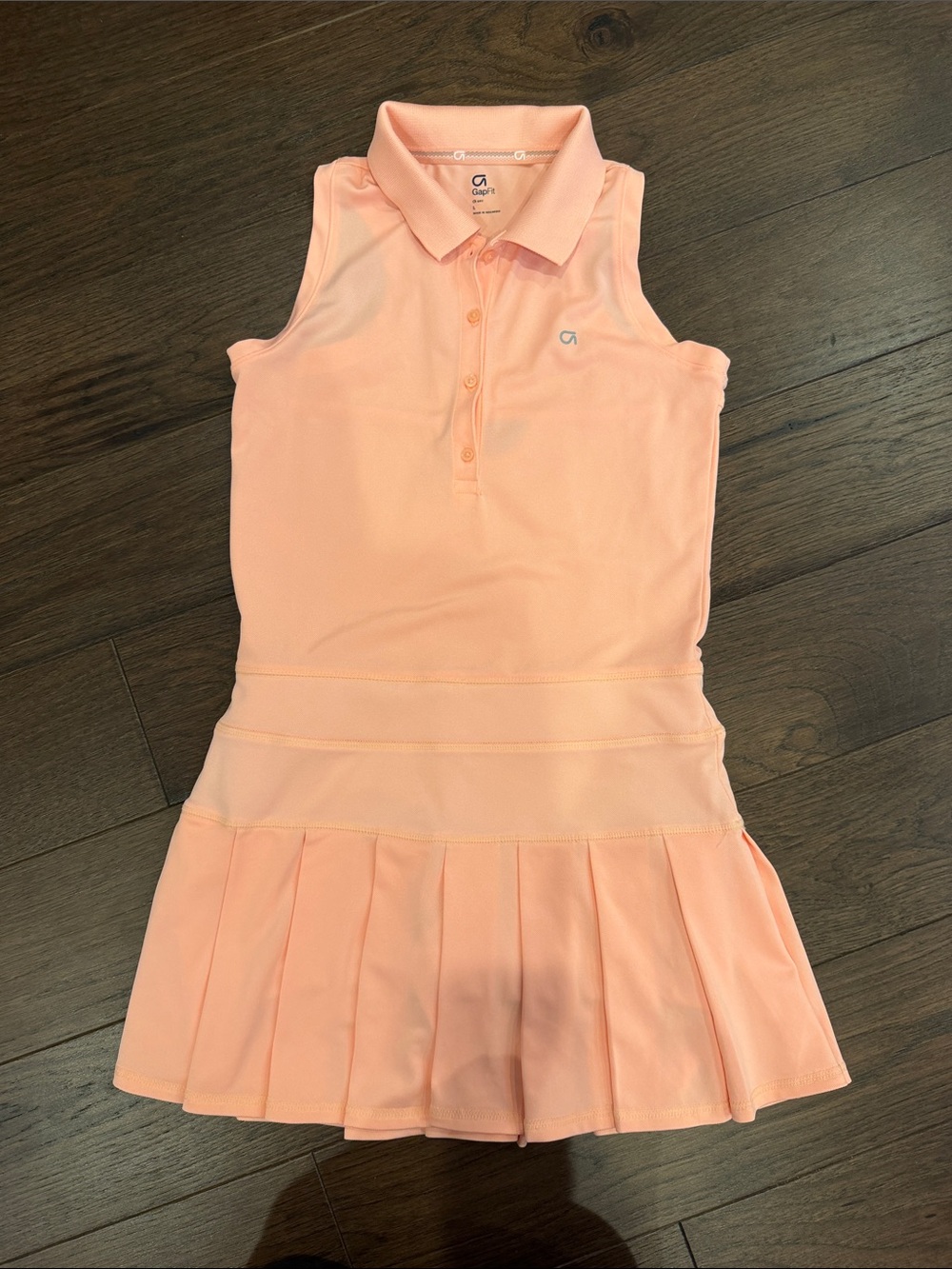 Gap Fit Girls Peach Sleeveless Polo Dress with Pleated Skirt - Large - C11-749